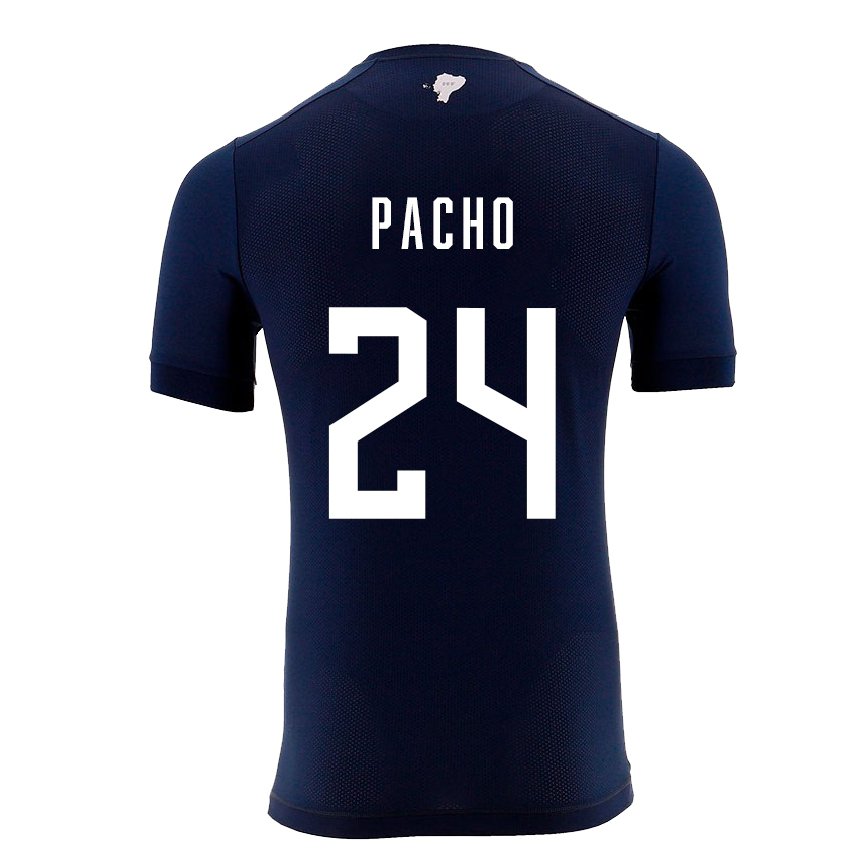 Mujer Camiseta Ecuador William Pacho #24 Azul Marino 2ª Equipación 22-24