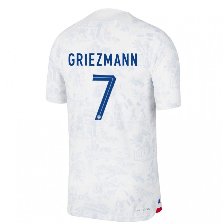 Mujer Camiseta Francia Antoine Griezmann #7 Blanco Azul 2ª Equipación 22-24