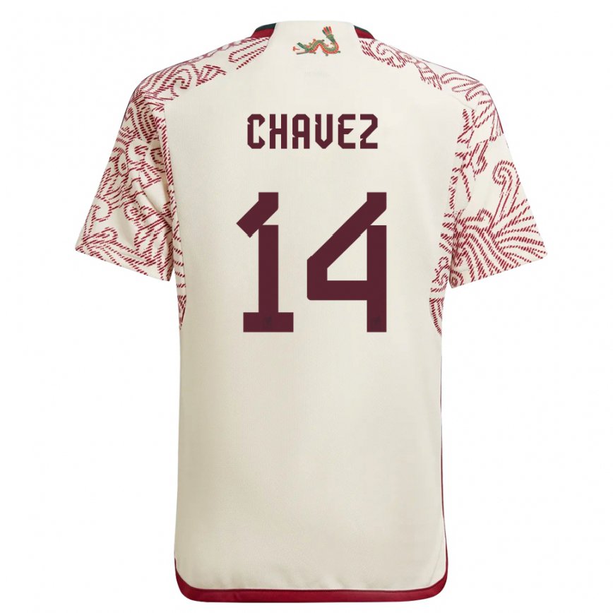 Mujer Camiseta México Luis Chavez #14 Maravilla Blanco Rojo 2ª Equipación 22-24