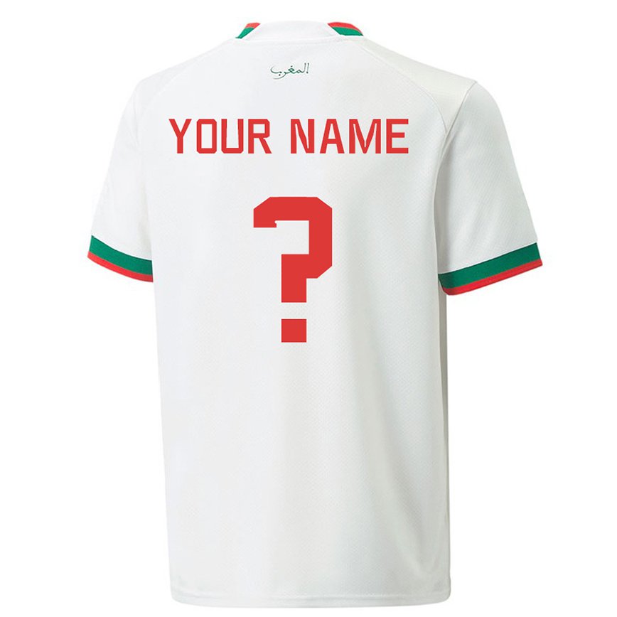 Mujer Camiseta Marruecos Su Nombre #0 Blanco 2ª Equipación 22-24