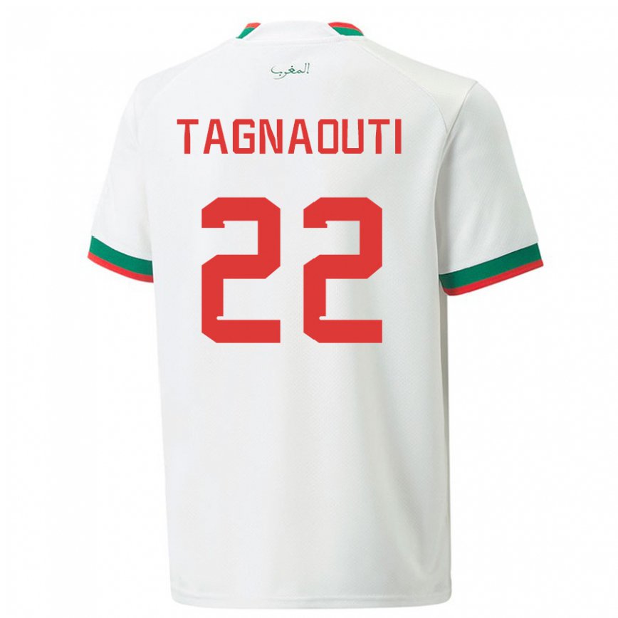 Mujer Camiseta Marruecos Ahmed Reda Tagnaouti #22 Blanco 2ª Equipación 22-24