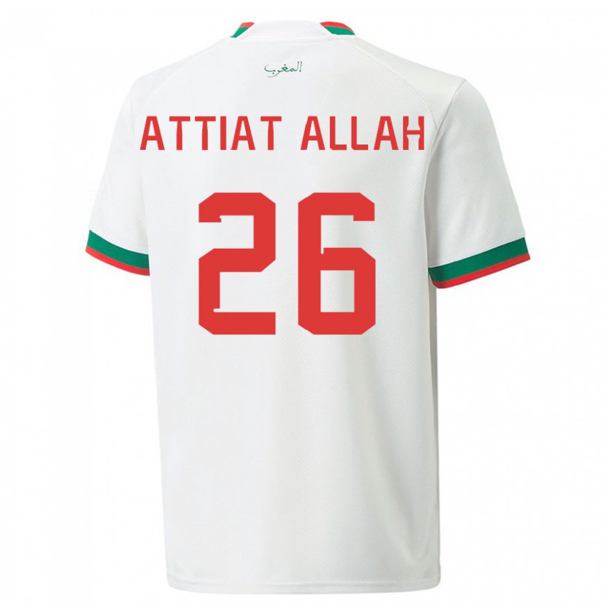 Mujer Camiseta Marruecos Yahia Attiat-allah #26 Blanco 2ª Equipación 22-24