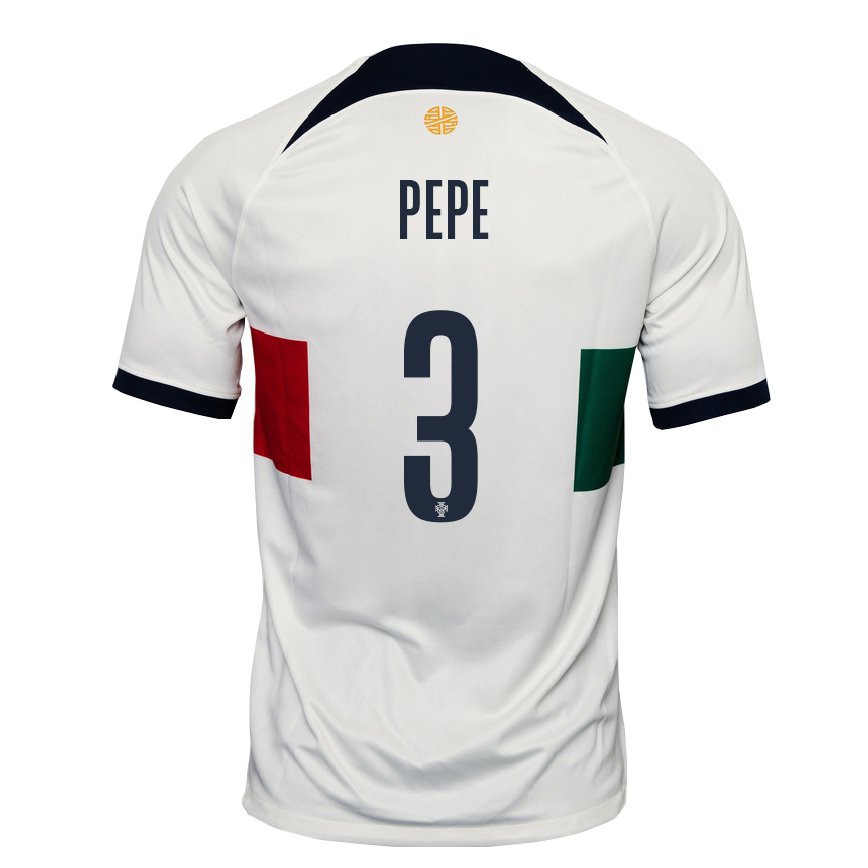 Mujer Camiseta Portugal Pepe #3 Blanco 2ª Equipación 22-24