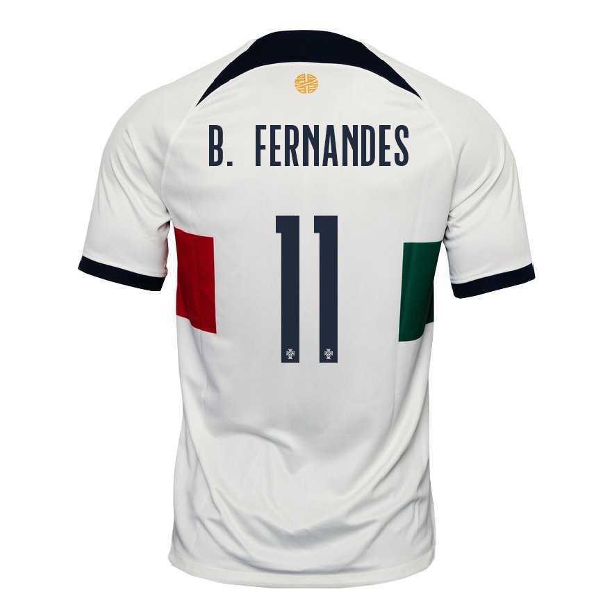 Mujer Camiseta Portugal Bruno Fernandes #11 Blanco 2ª Equipación 22-24