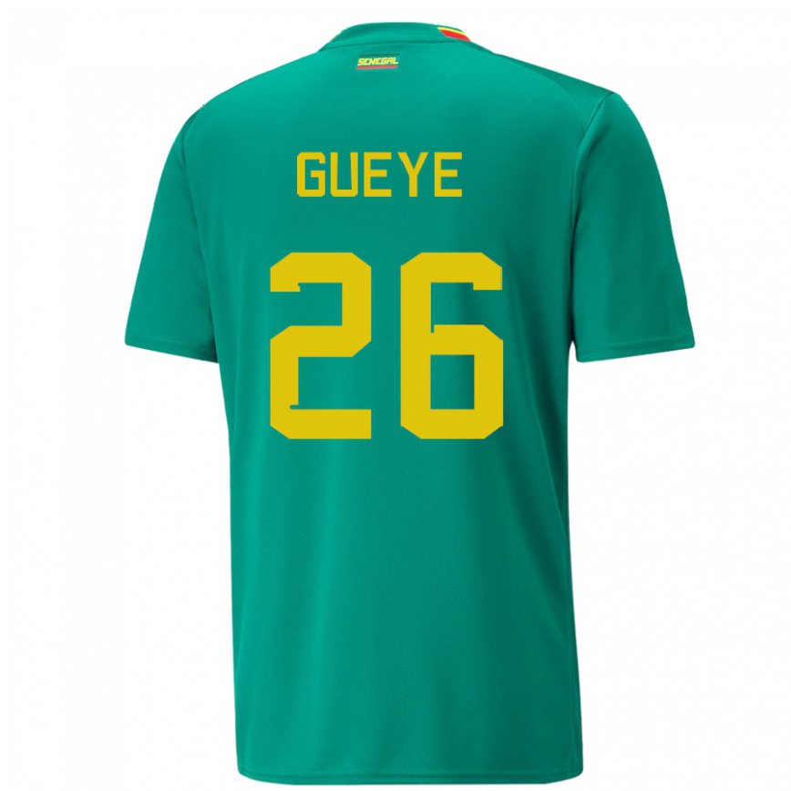 Mujer Camiseta Senegal Pape Gueye #26 Verde 2ª Equipación 22-24