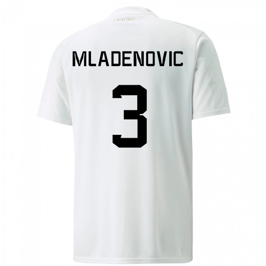 Mujer Camiseta Serbia Filip Mladenovic #3 Blanco 2ª Equipación 22-24
