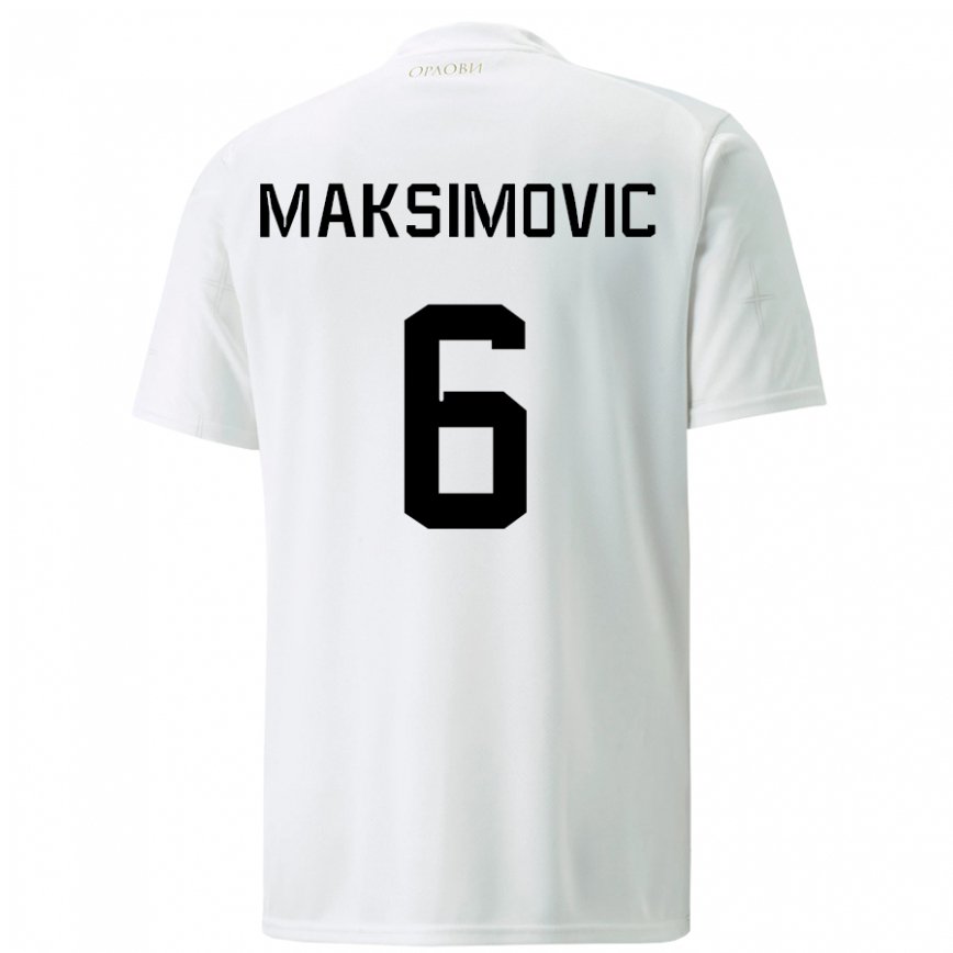 Mujer Camiseta Serbia Nemanja Maksimovic #6 Blanco 2ª Equipación 22-24