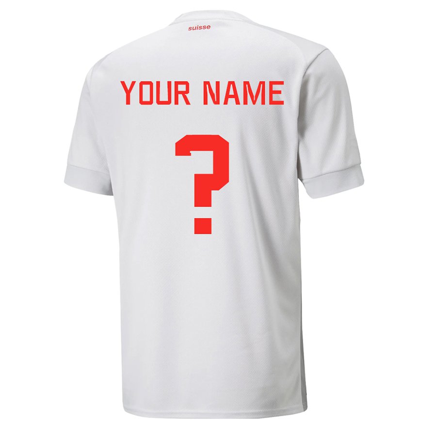 Mujer Camiseta Suiza Su Nombre #0 Blanco 2ª Equipación 22-24