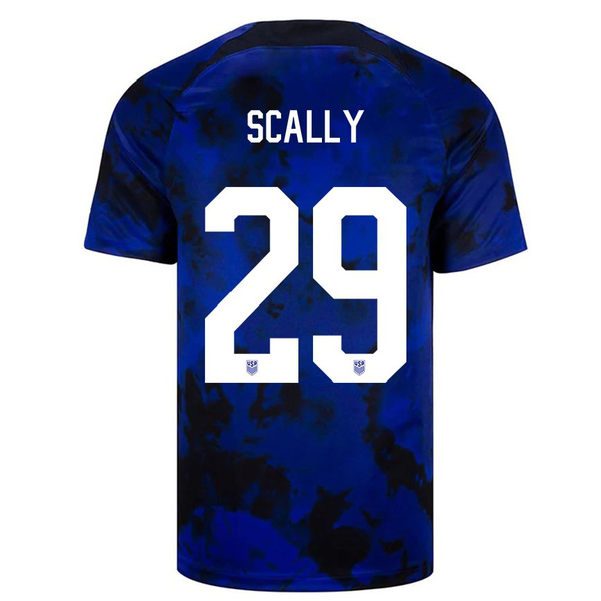 Mujer Camiseta Estados Unidos Joseph Scally #29 Azul Real 2ª Equipación 22-24
