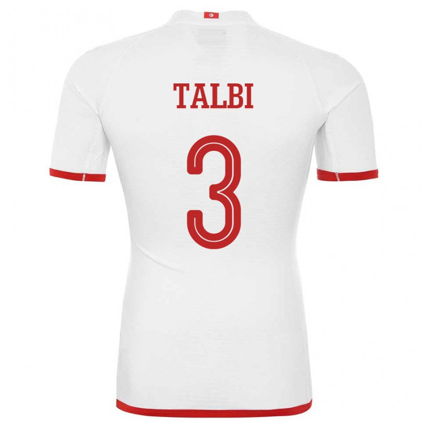 Mujer Camiseta Túnez Montassar Talbi #3 Blanco 2ª Equipación 22-24