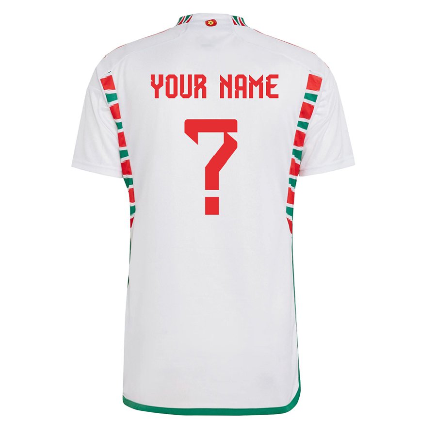Mujer Camiseta Gales Su Nombre #0 Blanco 2ª Equipación 22-24