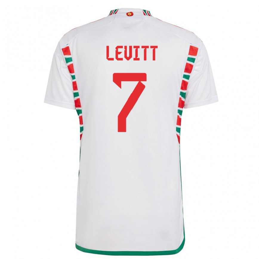 Mujer Camiseta Gales Dylan Levitt #7 Blanco 2ª Equipación 22-24