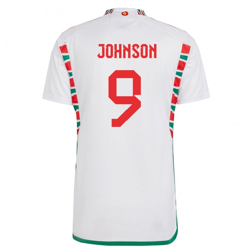Mujer Camiseta Gales Brennan Johnson #9 Blanco 2ª Equipación 22-24