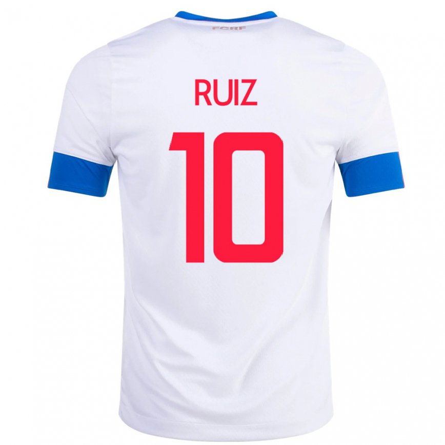 Mujer Camiseta Costa Rica Bryan Ruiz #10 Blanco 2ª Equipación 22-24