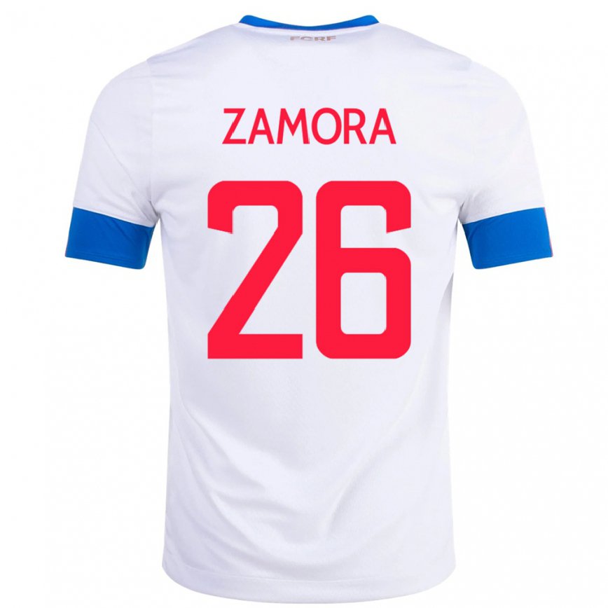 Mujer Camiseta Costa Rica Alvaro Zamora #26 Blanco 2ª Equipación 22-24