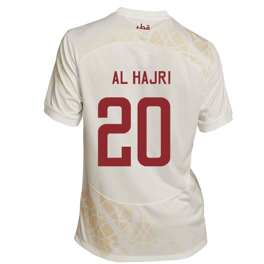 Mujer Camiseta Catar Salem Al Hajri #20 Beis Dorado 2ª Equipación 22-24