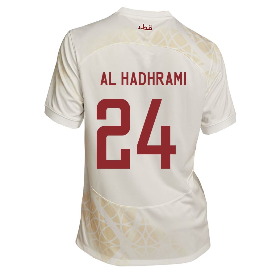 Mujer Camiseta Catar Naif Abdulraheem Al Hadhrami #24 Beis Dorado 2ª Equipación 22-24