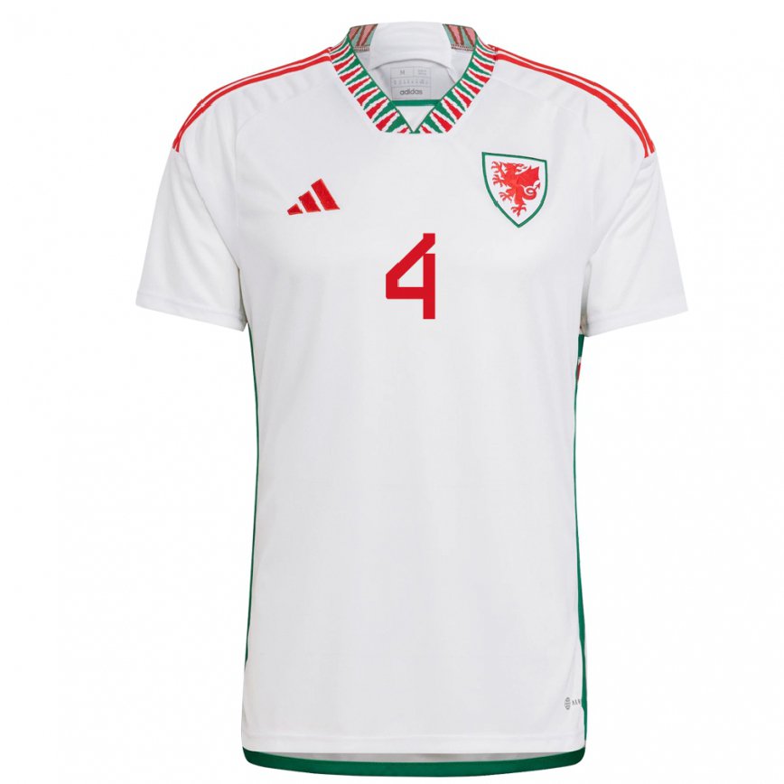 Zumbido Mediante brecha Niño Camiseta Gales Ben Hammond #4 Blanco 2ª Equipación 22-24
