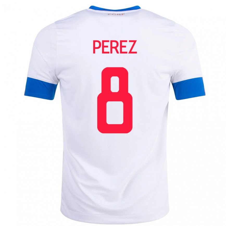 Niño Camiseta Costa Rica Creichel Perez #8 Blanco 2ª Equipación 22-24