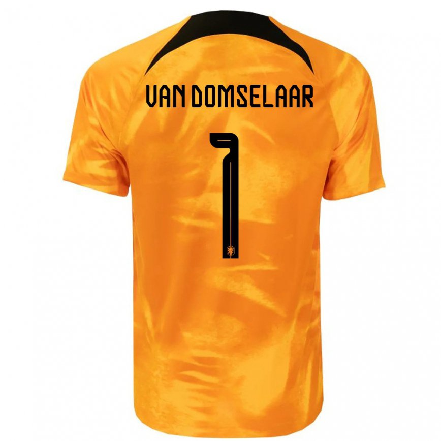 Hombre Camiseta Países Bajos Daphne Van Domselaar #1 Naranja Láser 1ª Equipación 22-24