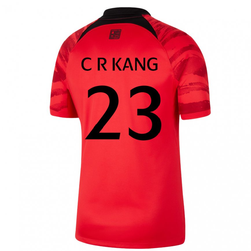 Hombre Camiseta Corea Del Sur Kang Chae Rim #23 Negro Rojo 1ª Equipación 22-24