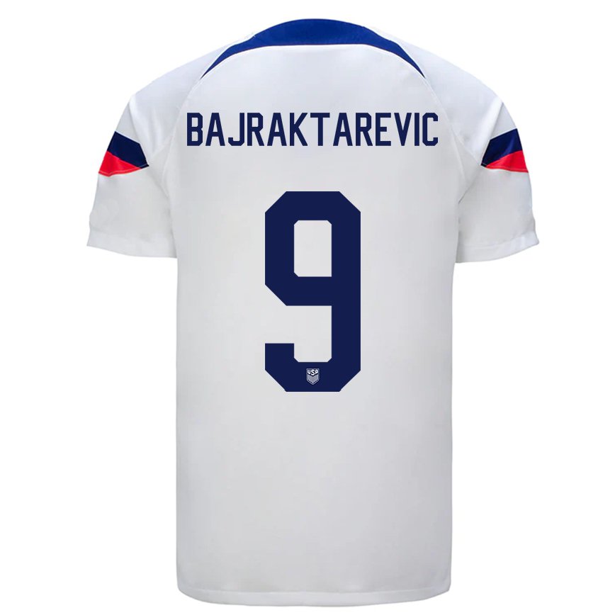 Hombre Camiseta Estados Unidos Esmir Bajraktarevic #9 Blanco 1ª Equipación 22-24