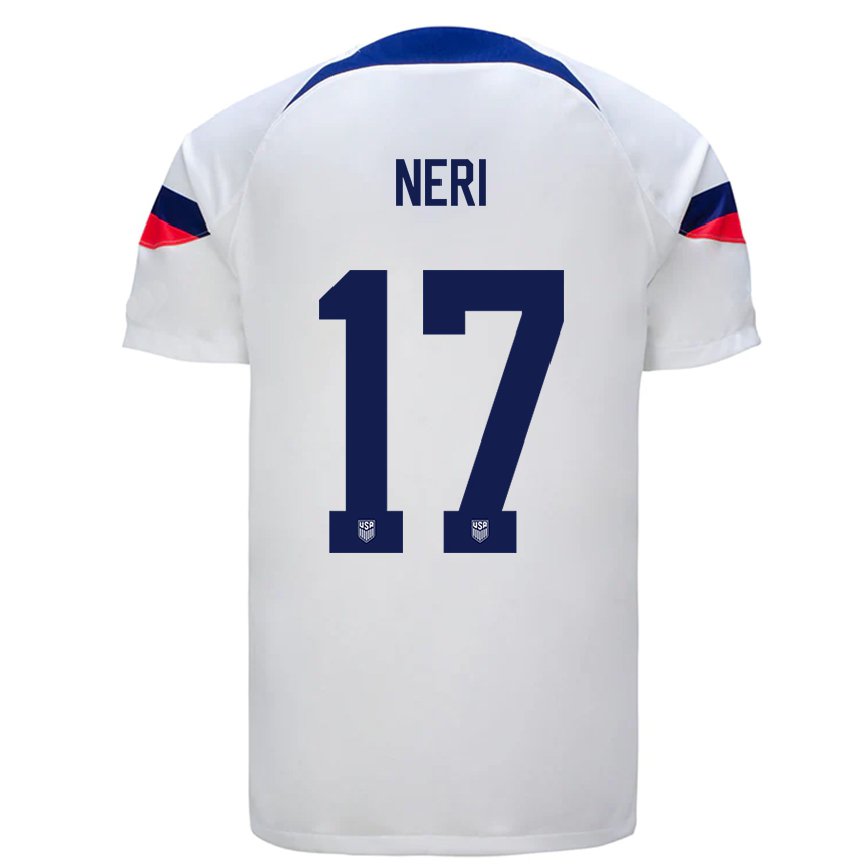 Hombre Camiseta Estados Unidos Rodrigo Neri #17 Blanco 1ª Equipación 22-24