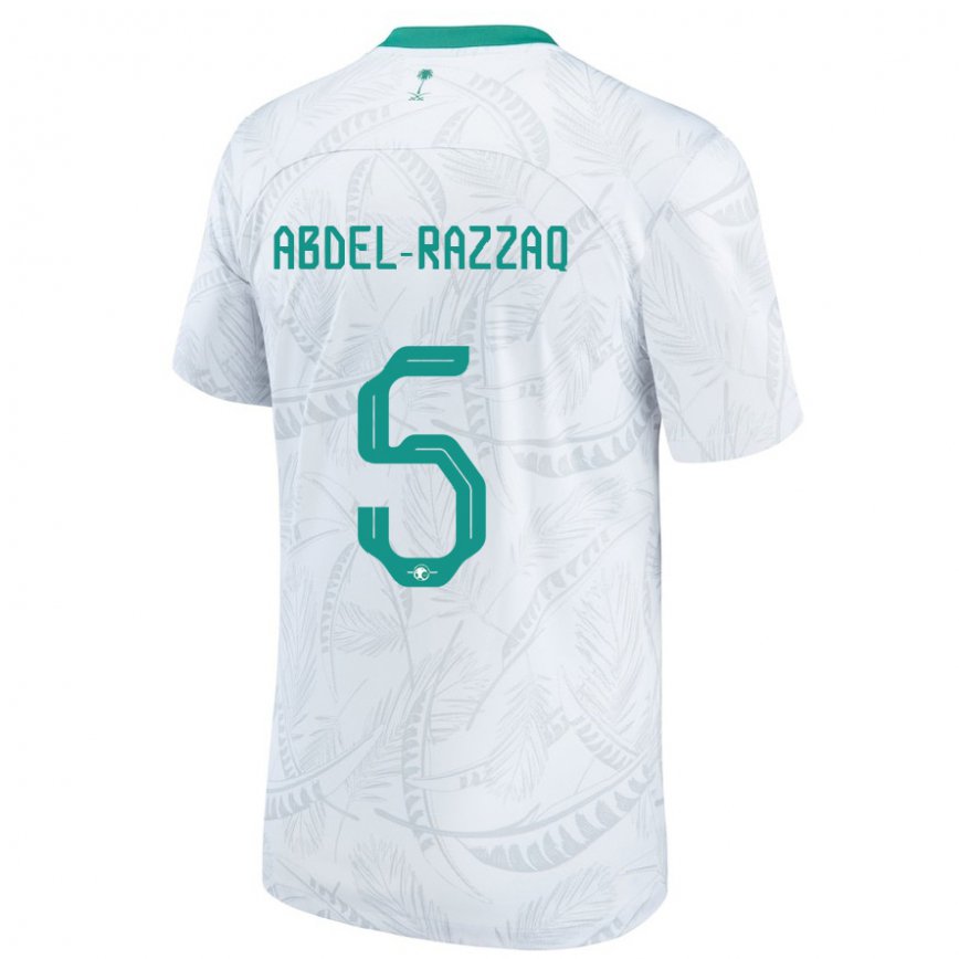 Hombre Camiseta Arabia Saudita Lana Abdel Razzaq #5 Blanco 1ª Equipación 22-24