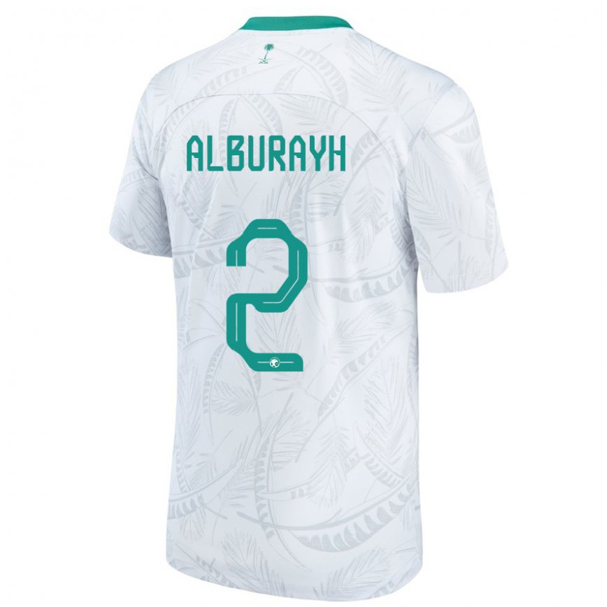 Hombre Camiseta Arabia Saudita Mahmood Alburayh #2 Blanco 1ª Equipación 22-24