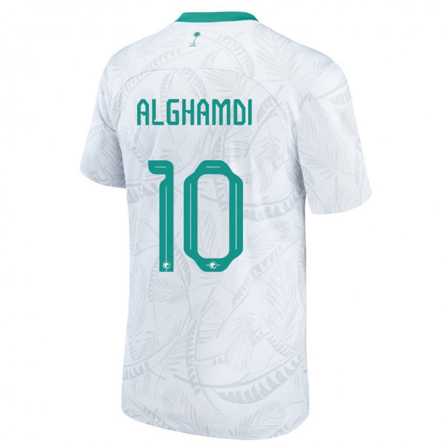 Hombre Camiseta Arabia Saudita Ahmad Alghamdi #10 Blanco 1ª Equipación 22-24