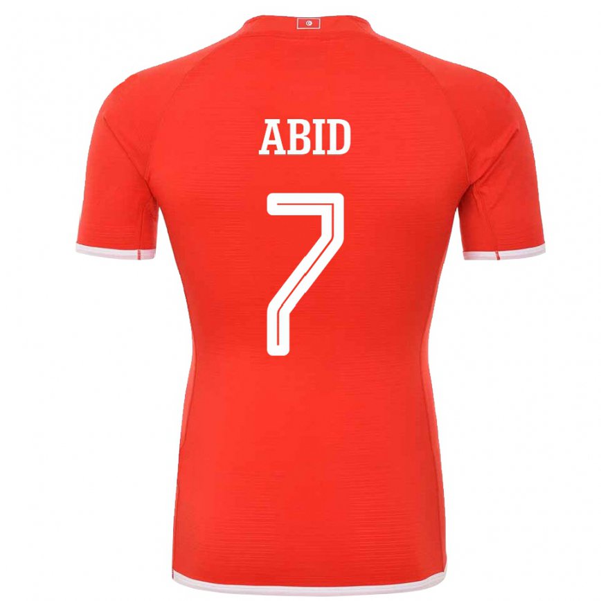 Hombre Camiseta Túnez Aziz Abid #7 Rojo 1ª Equipación 22-24