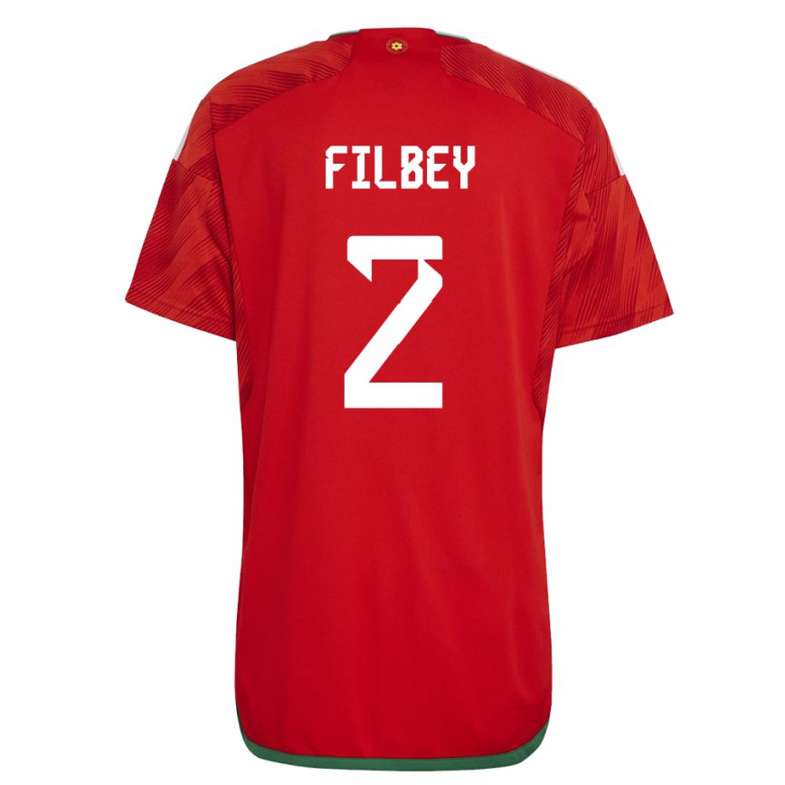 Hombre Camiseta Gales Anna Filbey #2 Rojo 1ª Equipación 22-24