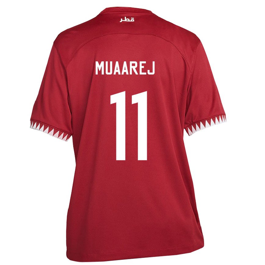 Hombre Camiseta Catar Mooza Muaarej #11 Granate 1ª Equipación 22-24