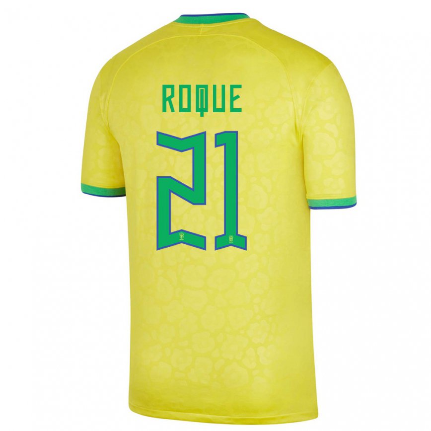 Hombre Camiseta Brasil Vitor Roque #21 Amarillo 1ª Equipación 22-24