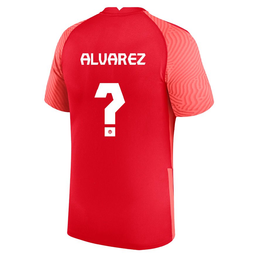 Hombre Camiseta Canadá Jordan Alvarez #0 Rojo 1ª Equipación 22-24