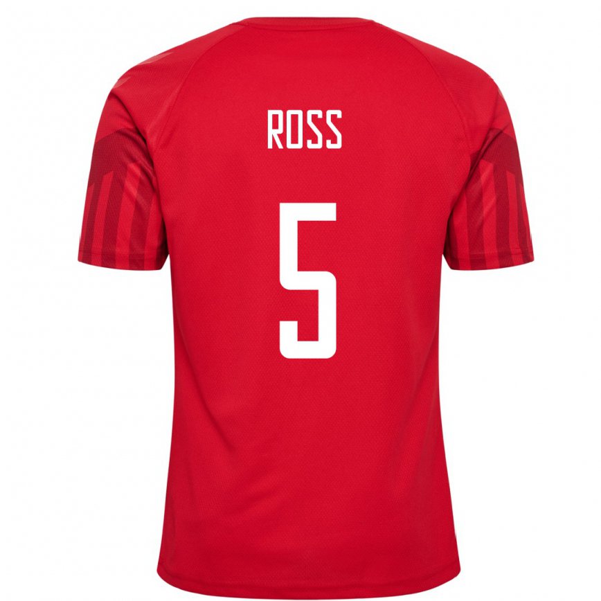 Hombre Camiseta Dinamarca Mathias Ross #5 Rojo 1ª Equipación 22-24