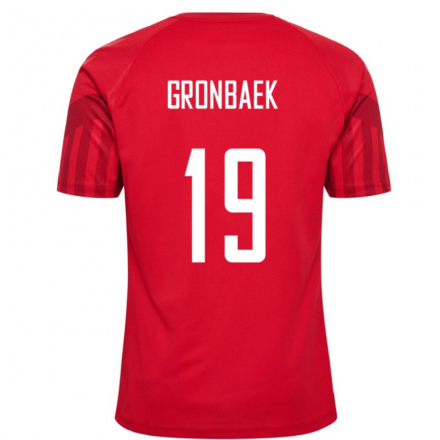 Hombre Camiseta Dinamarca Albert Gronbaek #19 Rojo 1ª Equipación 22-24