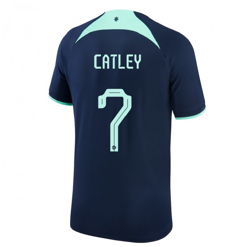 Hombre Camiseta Australia Stephanie Catley #7 Azul Oscuro 2ª Equipación 22-24