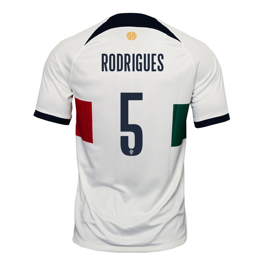 Hombre Camiseta Portugal Rafael Rodrigues #5 Blanco 2ª Equipación 22-24