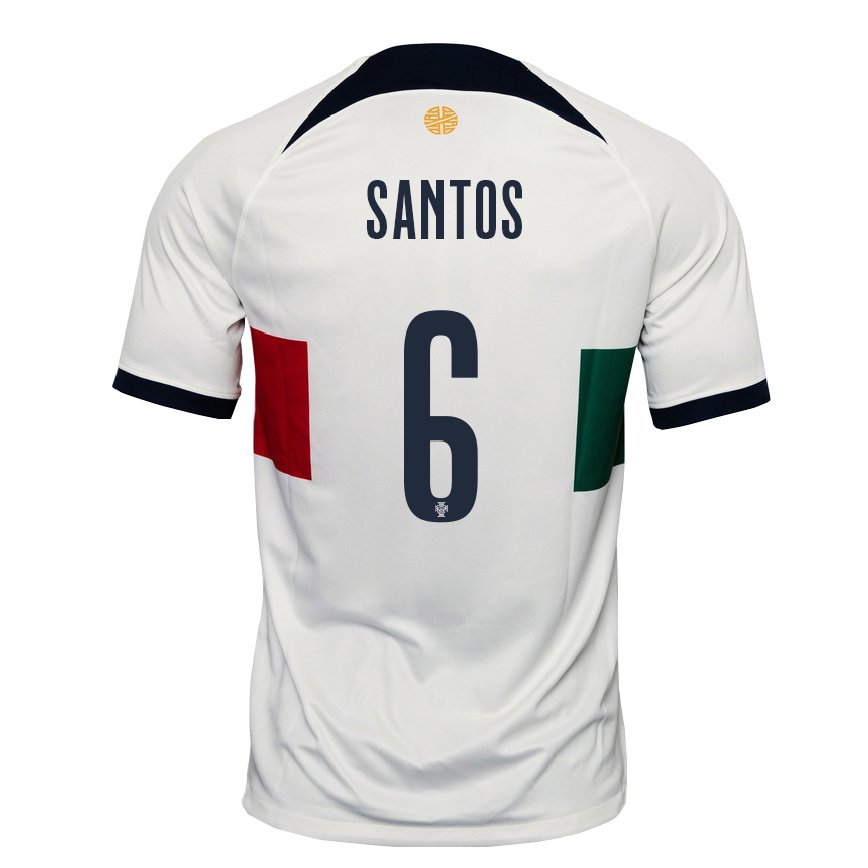Hombre Camiseta Portugal Vasco Santos #6 Blanco 2ª Equipación 22-24