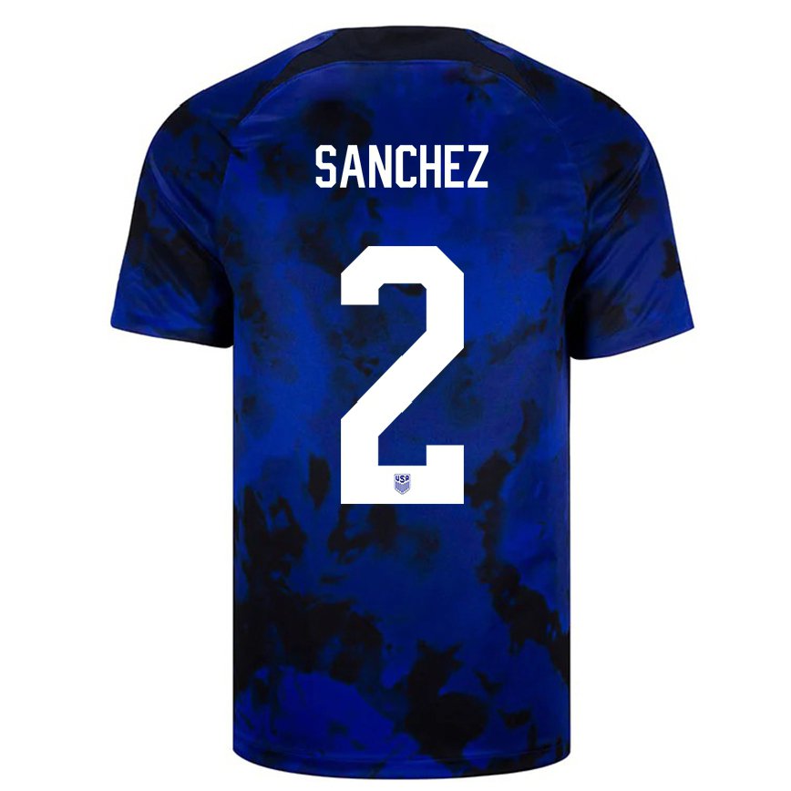 Hombre Camiseta Estados Unidos Ashley Sanchez #2 Azul Real 2ª Equipación 22-24