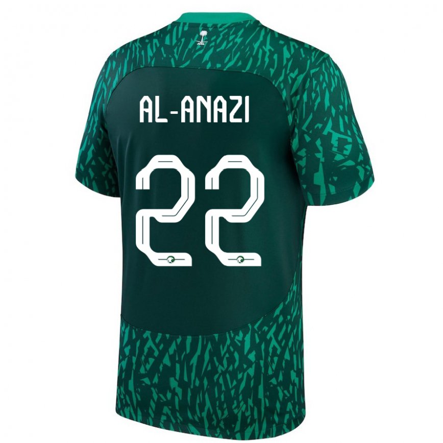 Hombre Camiseta Arabia Saudita Lama Al Anazi #22 Verde Oscuro 2ª Equipación 22-24