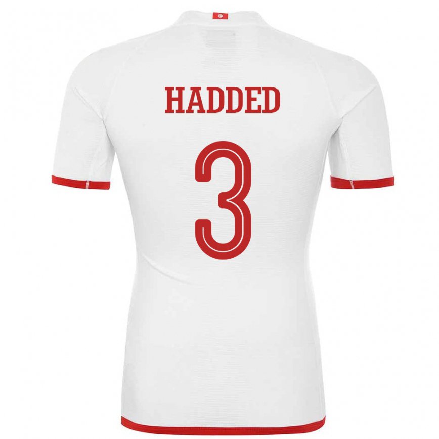 Hombre Camiseta Túnez Rayen Hadded #3 Blanco 2ª Equipación 22-24