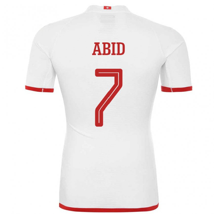 Hombre Camiseta Túnez Aziz Abid #7 Blanco 2ª Equipación 22-24