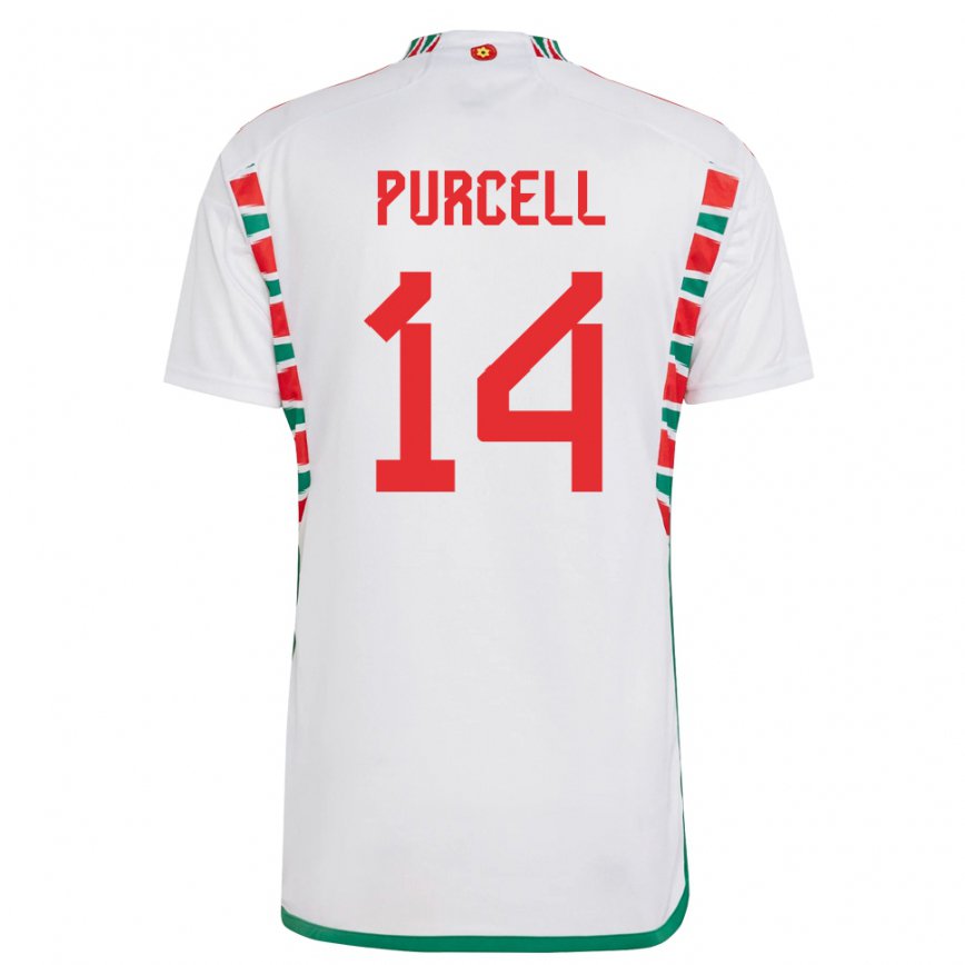 Hombre Camiseta Gales Benjamin Purcell #14 Blanco 2ª Equipación 22-24