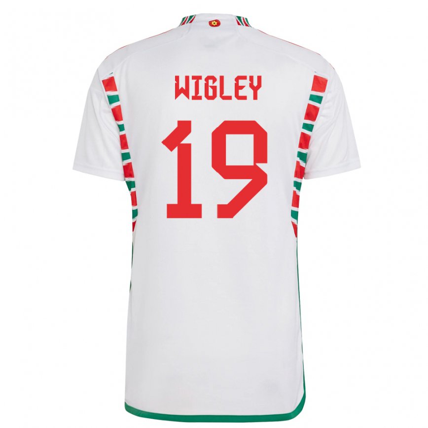 Hombre Camiseta Gales Morgan Wigley #19 Blanco 2ª Equipación 22-24