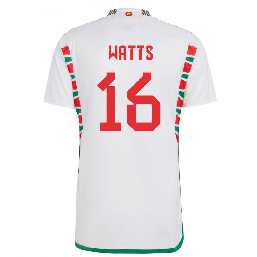 Hombre Camiseta Gales Daniel Watts #16 Blanco 2ª Equipación 22-24