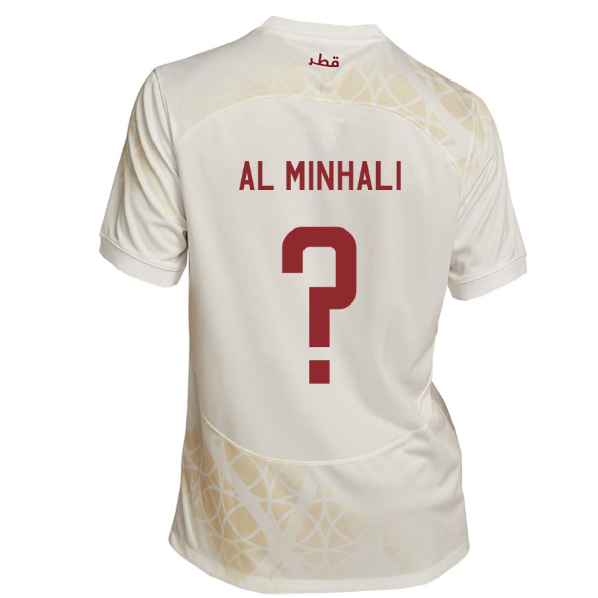 Hombre Camiseta Catar Ahmad Al Minhali #0 Beis Dorado 2ª Equipación 22-24