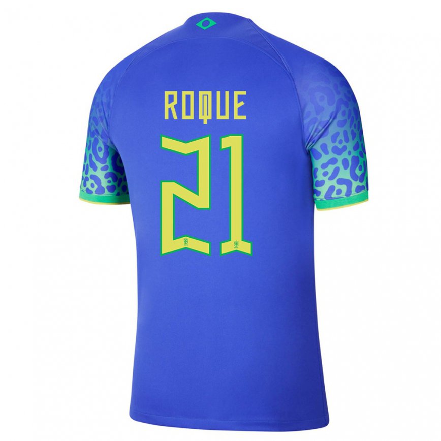 Hombre Camiseta Brasil Vitor Roque #21 Azul 2ª Equipación 22-24