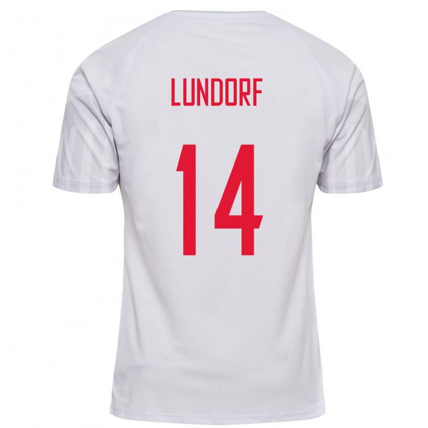 Hombre Camiseta Dinamarca Matilde Lundorf #14 Blanco 2ª Equipación 22-24